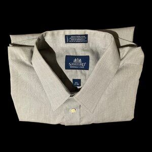 Stafford‎ Men's 18.5 37/38 Dress Shirt Grey Travel Wrinkle Free Oxford MINT